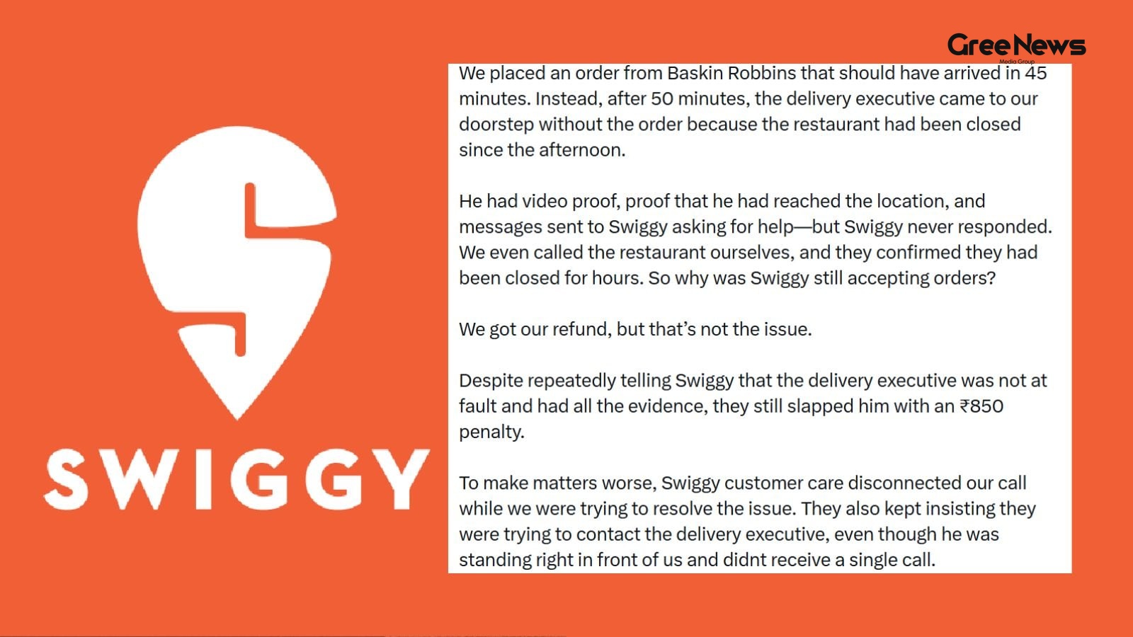 Swiggy Delivery Executive Harassment and Penalties
