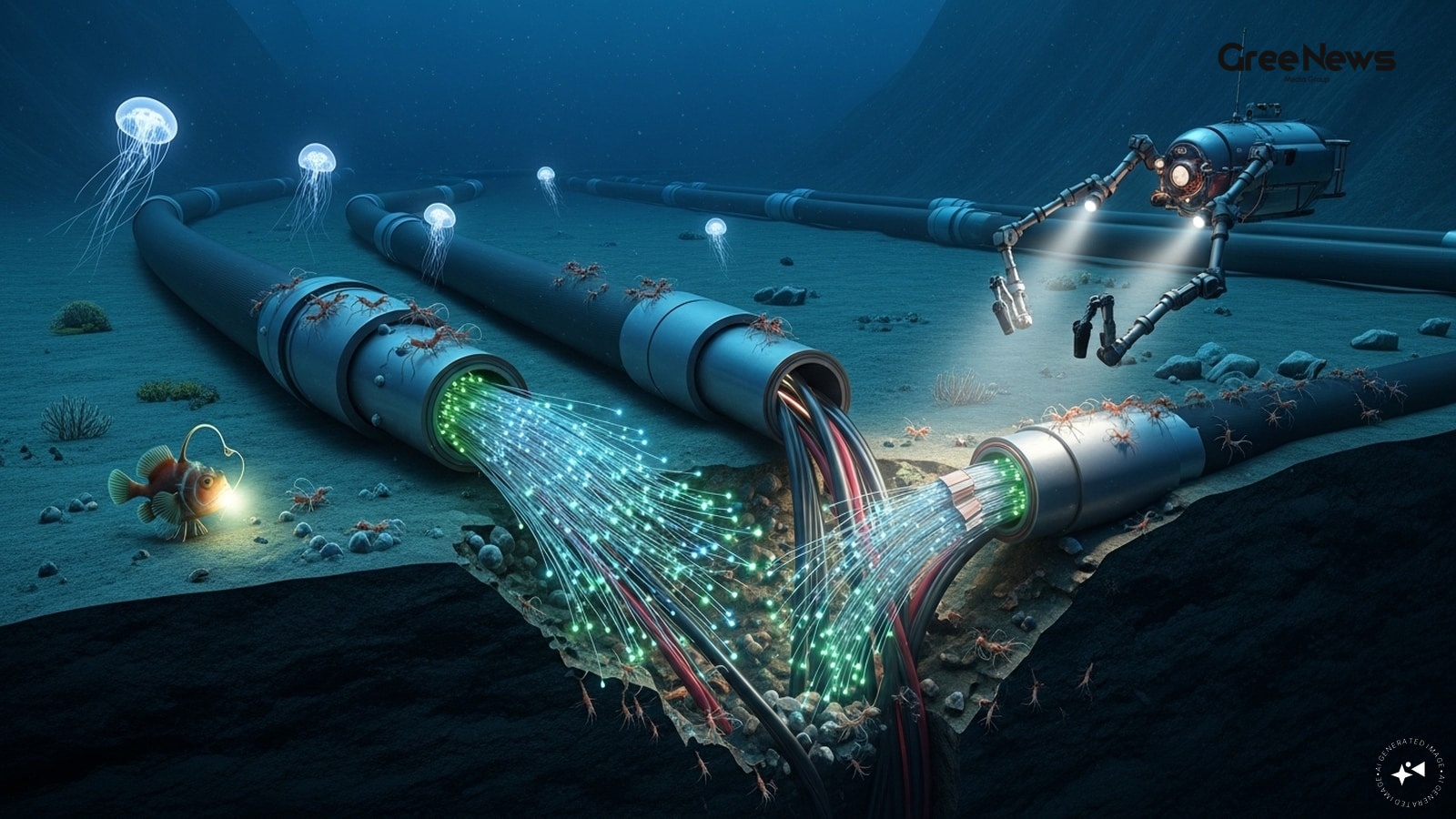 Map showing undersea cables in the Persian Gulf region