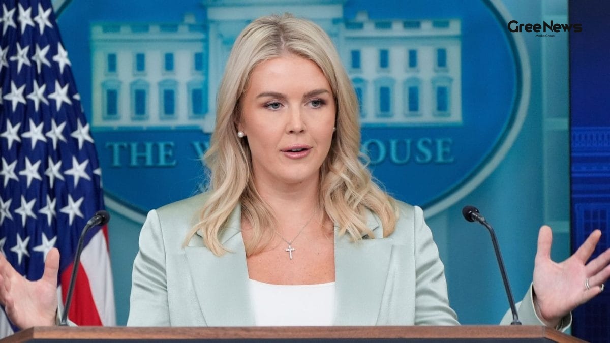 White House press secretary Karoline Leavitt speaking at a briefing