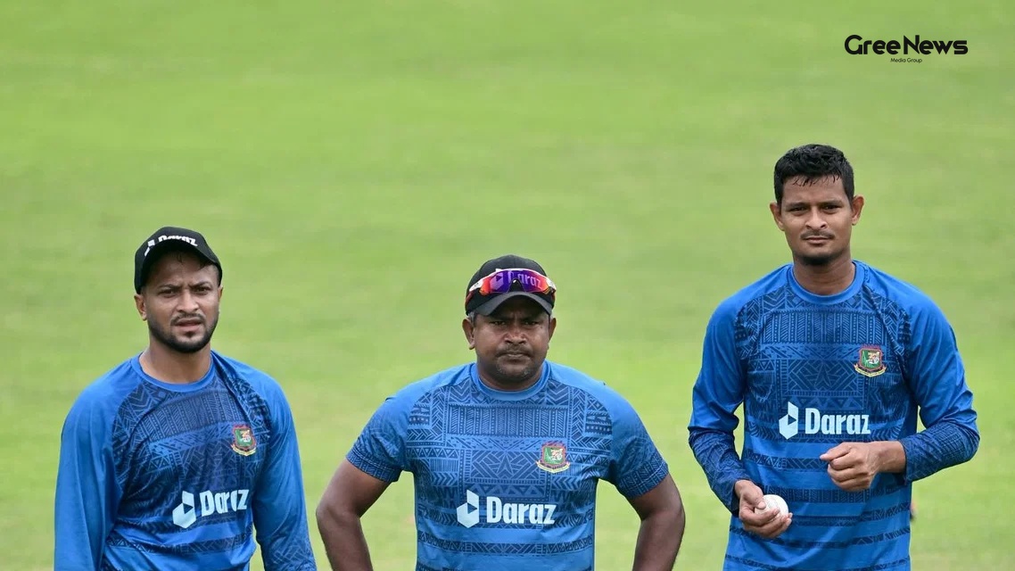 Nasum Ahmed, Shakib Al Hasan and Rangana Herath (GREE News : AFP Photos)