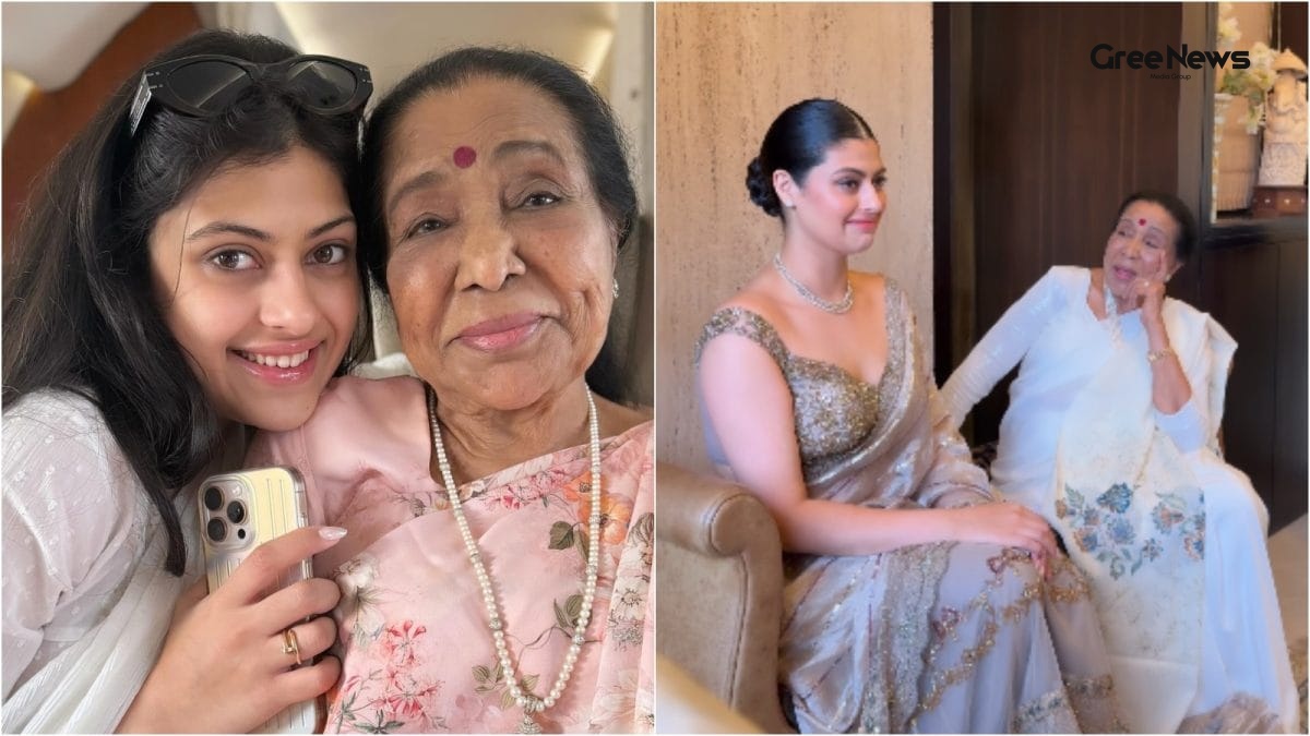 Zanai Bhosle embracing Asha Bhosle