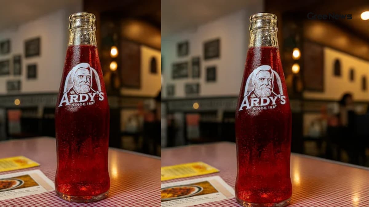 Vintage bottle of Ardeshir's soda on a wooden table