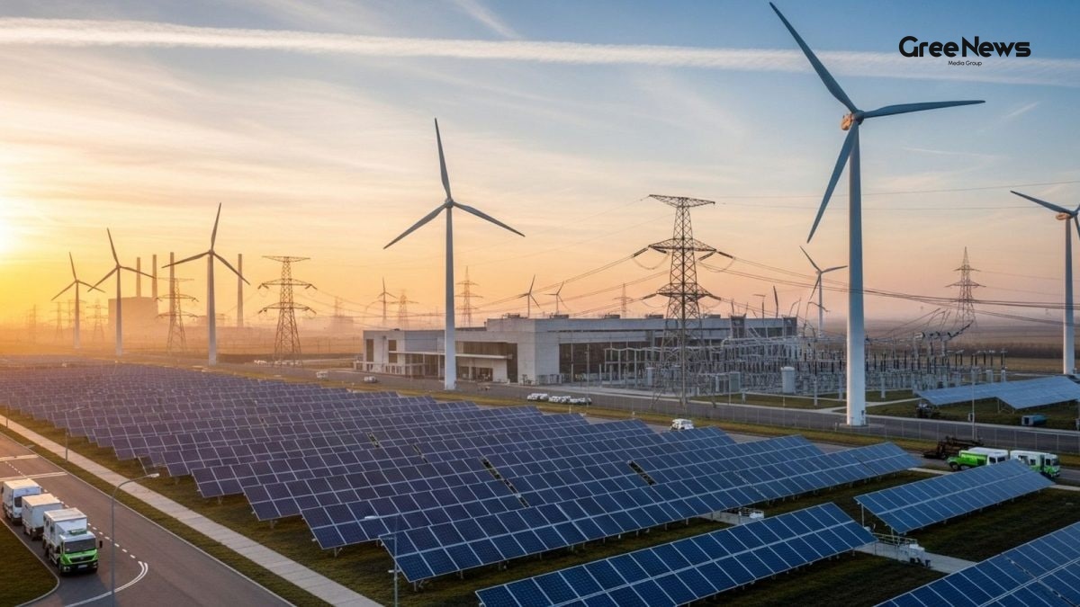 Wind turbines under a clear sky, symbolising the rising interest in renewable energy in India