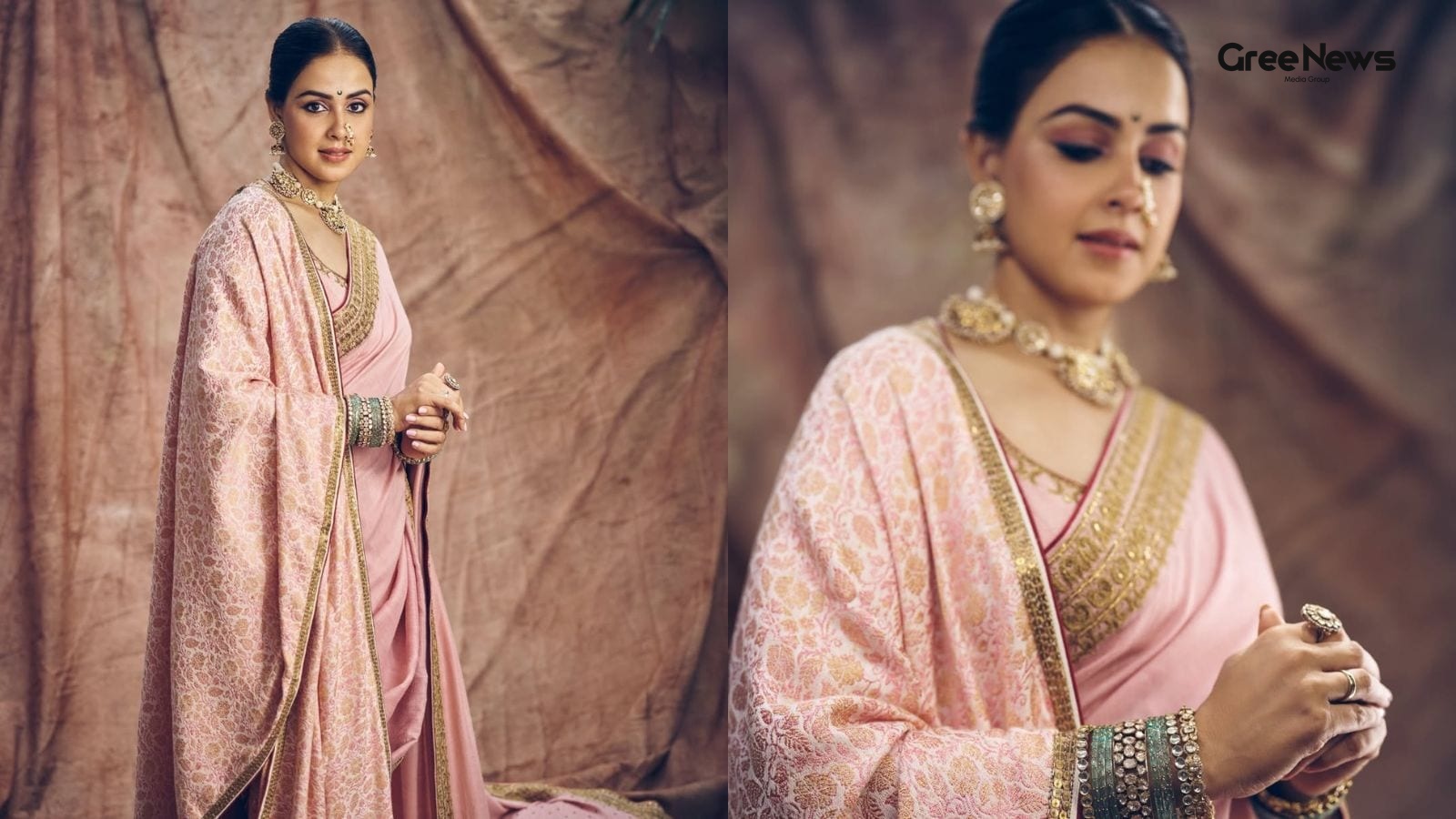 Genelia Deshmukh’s Soft Pink Nauvari Saree Steals the Show  A Personal Take on Marathi Heritage on the Red Carpet