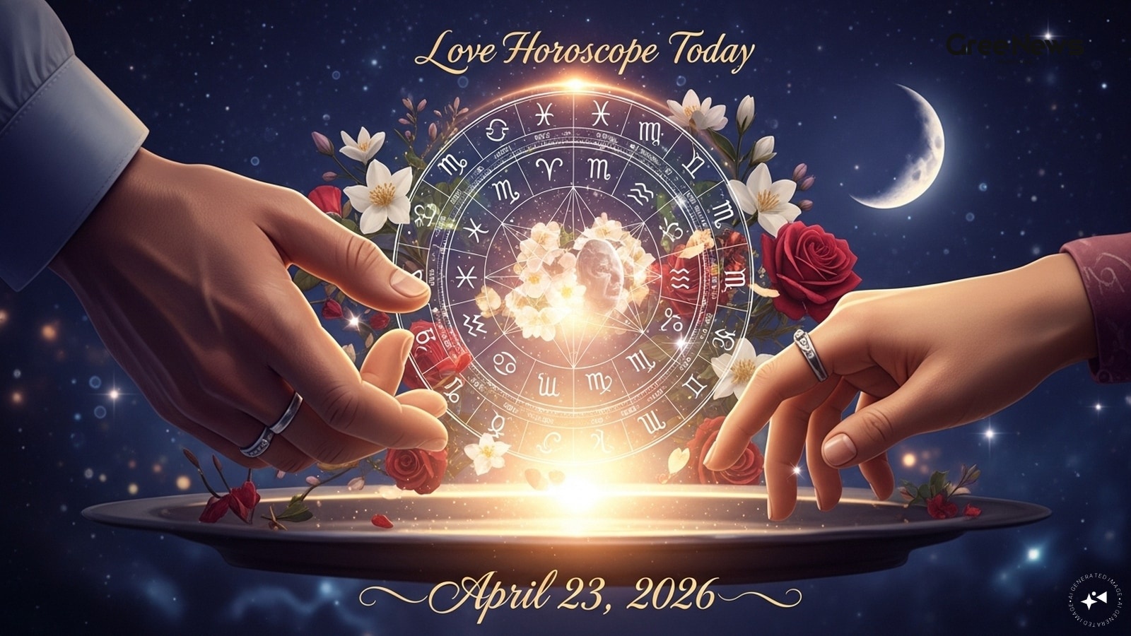 Love horoscope illustration showing zodiac symbols