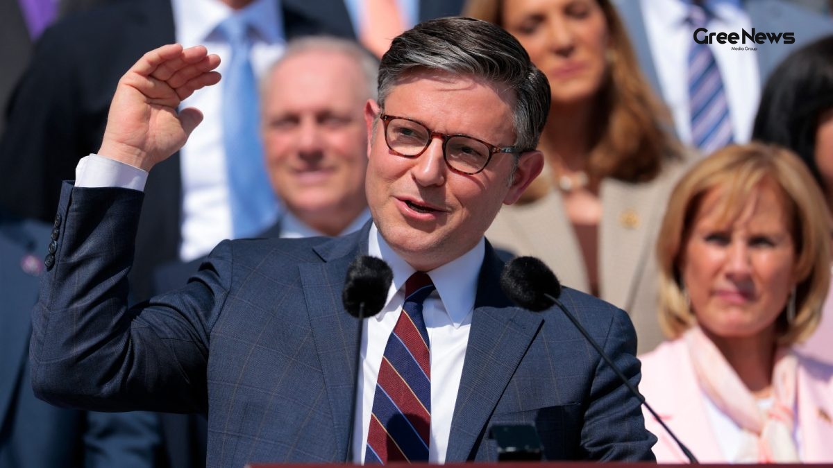 Mike Johnson speaking at the Capitol press conference