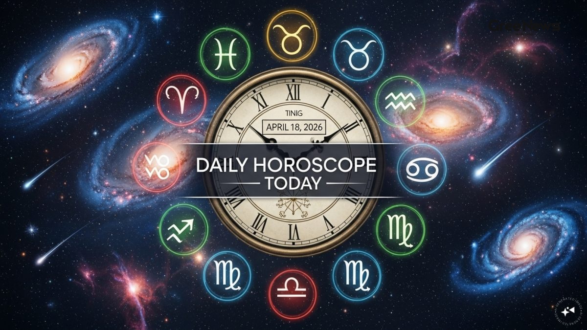 Daily horoscope chart showing zodiac signs and planetary movements